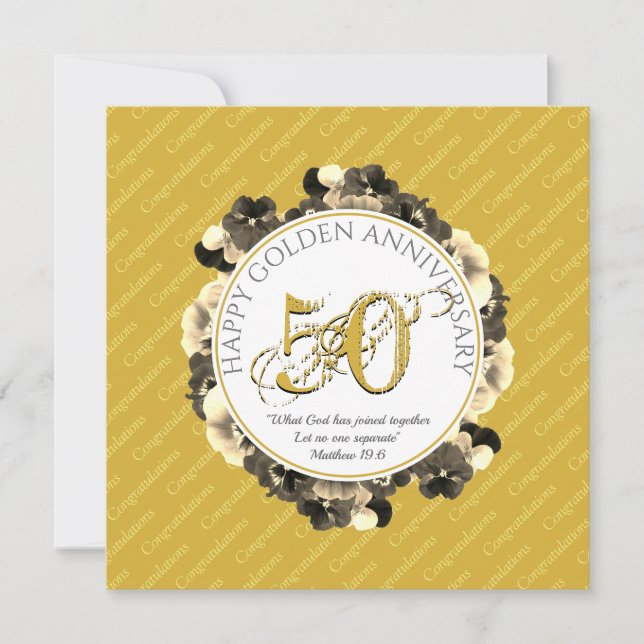 Christian | 50th GOLDEN Wedding Anniversary Card (Front)