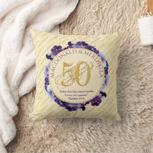 Christian   50th GOLDEN Wedding Anniversary Cushion