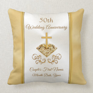 Christian 50th Wedding Anniversary Gifts, Golden Cushion