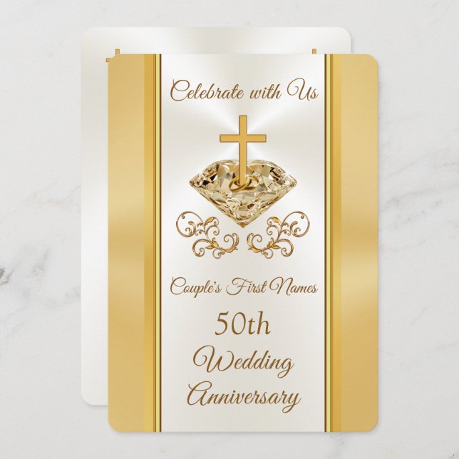Christian 50th Wedding Anniversary Invitations (Front/Back)