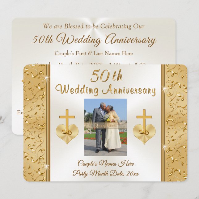 Christian 50th Wedding Anniversary Invitations (Front/Back)