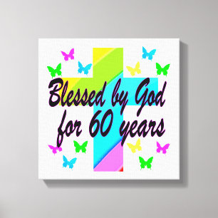 CHRISTIAN 60 BIRTHDAY CROSS DESIGN CANVAS PRINT