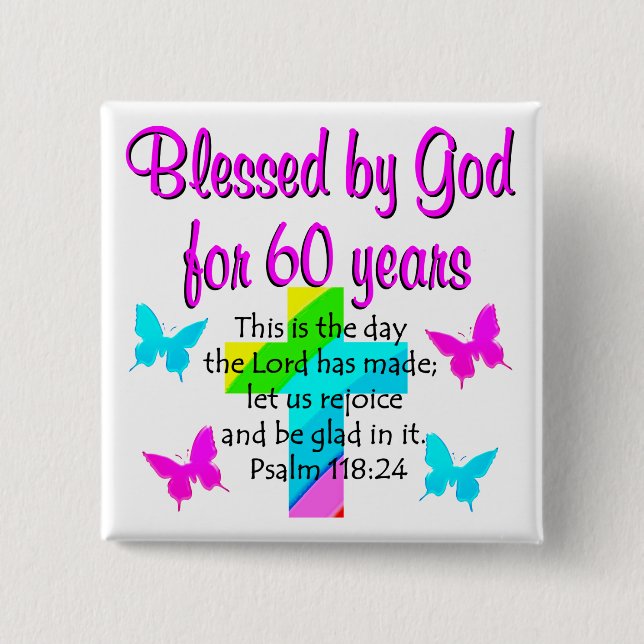 CHRISTIAN 60 YEAR OLD PRAYER 15 CM SQUARE BADGE (Front)