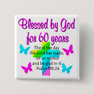 CHRISTIAN 60 YEAR OLD PRAYER 15 CM SQUARE BADGE