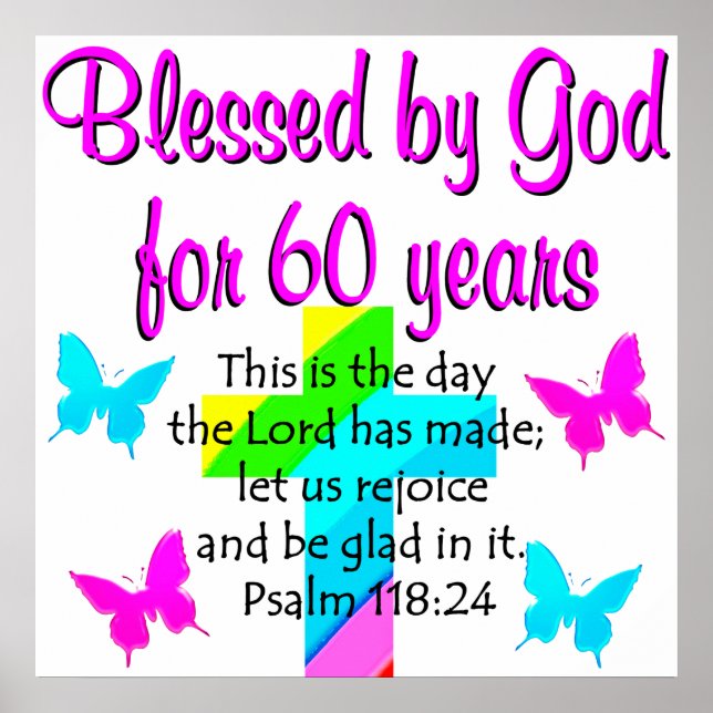 CHRISTIAN 60 YEAR OLD PRAYER POSTER (Front)