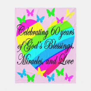 CHRISTIAN 60TH BIRTHDAY LOVE HEART BLANKET