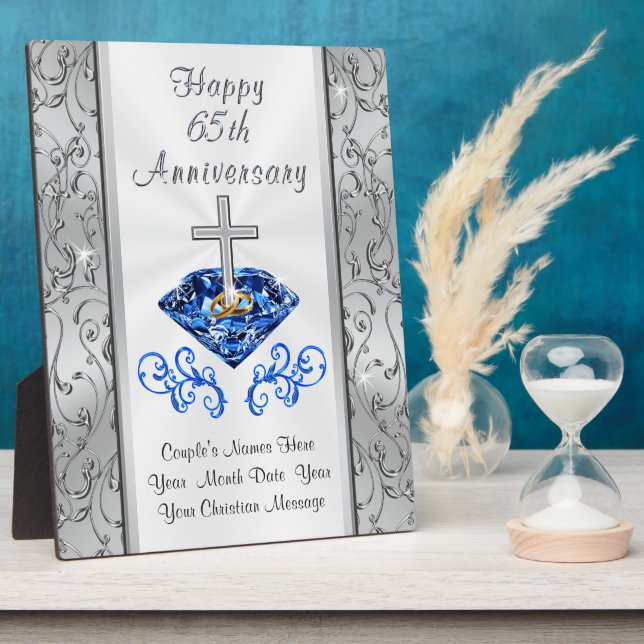 Christian 65 years Wedding Anniversary Gifts Plaque (Side)