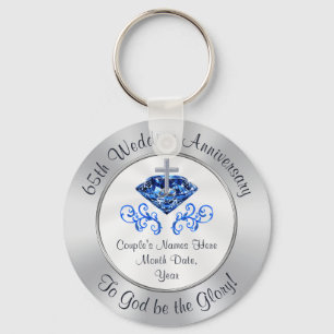 Christian 65th Wedding Anniversary Party Favors Key Ring