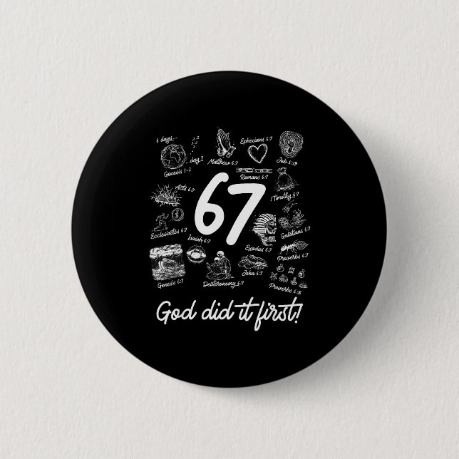 Christian 6 7 Meme Six Seven 67 Bible Verse Script 6 Cm Round Badge (Front)