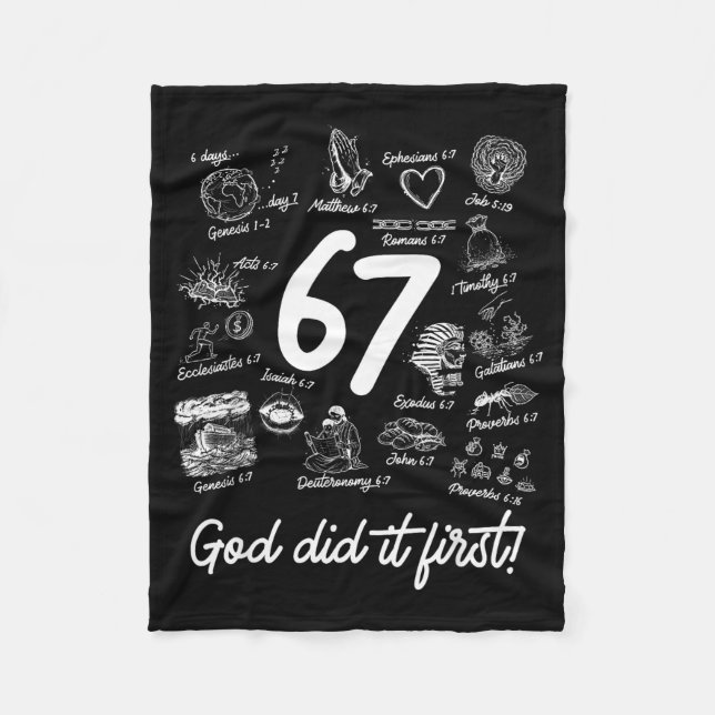Christian 6 7 Meme Six Seven 67 Bible Verse Script Fleece Blanket (Front)