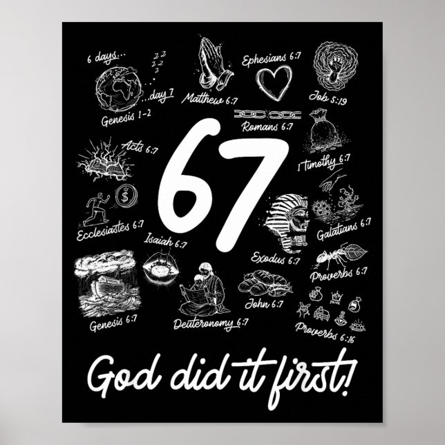 Christian 6 7 Meme Six Seven 67 Bible Verse Script Poster (Front)