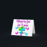 CHRISTIAN 70TH BIRTHDAY CARD<br><div class="desc">This Christian and blessed 70 year old will love to celebrate turning 70 with this uplifting 70th birthday design on Tees and Gifts. Surprise your inspiring and God loving 70 year old with a unique and one of a kind 70th customised birthday gift that she will treasure every year. Celebrate...</div>