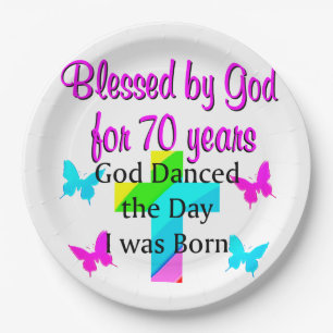 CHRISTIAN 70TH BIRTHDAY PAPER PLATE