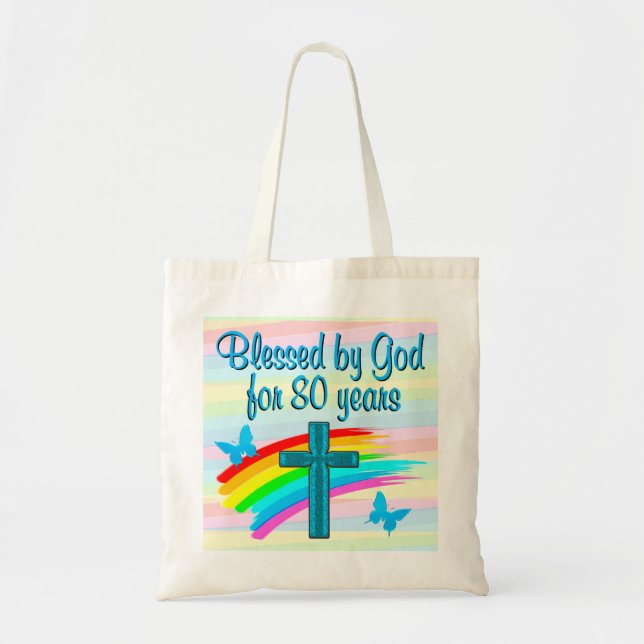 CHRISTIAN 80TH BIRTHDAY BLESSINGS TOTE BAG (Front)