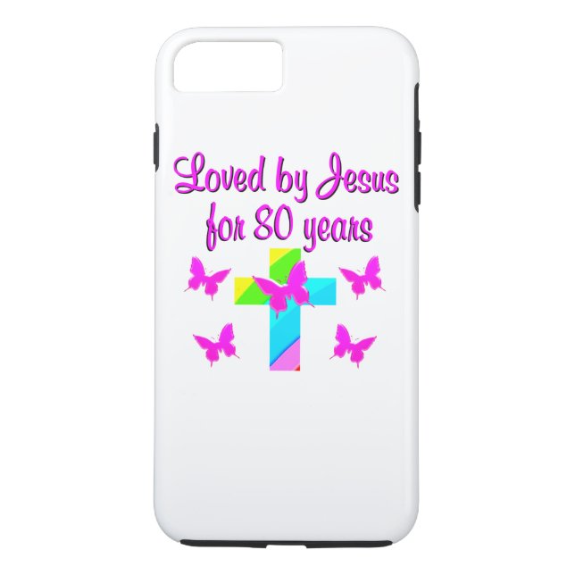 CHRISTIAN 80TH BIRTHDAY CROSS DESIGN Case-Mate iPhone CASE (Back)