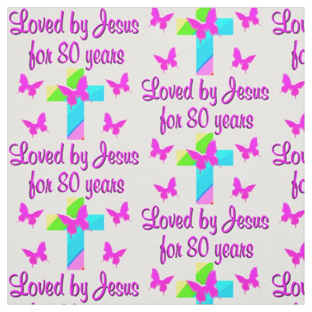 CHRISTIAN 80TH BIRTHDAY CROSS DESIGN FABRIC (Swatch)