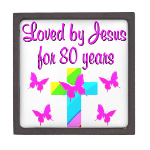 CHRISTIAN 80TH BIRTHDAY CROSS DESIGN JEWELLERY BOX