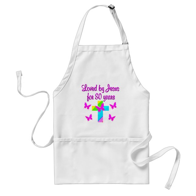 CHRISTIAN 80TH BIRTHDAY CROSS DESIGN STANDARD APRON (Front)