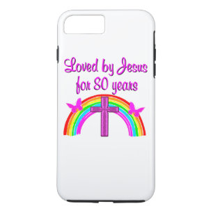 CHRISTIAN 80TH BIRTHDAY RAINBOW DESIGN iPhone 8 PLUS/7 PLUS CASE