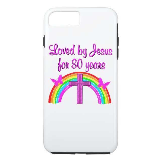 CHRISTIAN 80TH BIRTHDAY RAINBOW DESIGN Case-Mate iPhone CASE (Back)