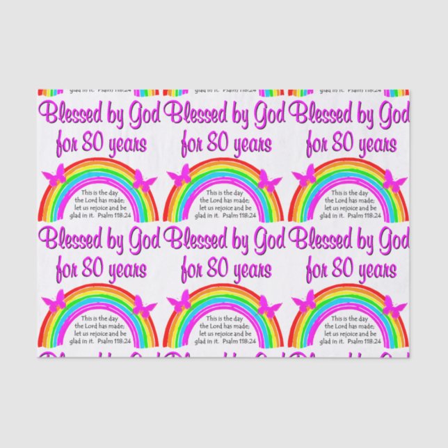 CHRISTIAN 80TH BIRTHDAY TISSUE PAPER (Front)