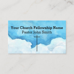 Christian Abstract Blue Sky2 Cross Church  Business Card