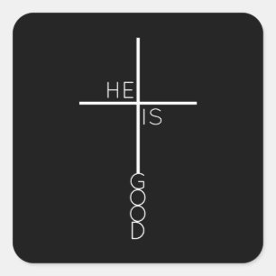 Christian Abstract Cross Bible Verse Square Sticker