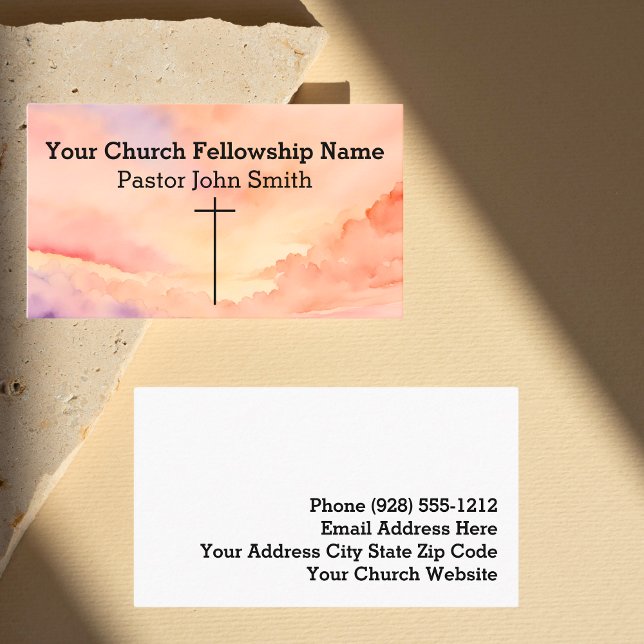 Christian Abstract Orange Sky Cross Church  Business Card (Christian Abstract Orange Sky Cross Church Business Card)