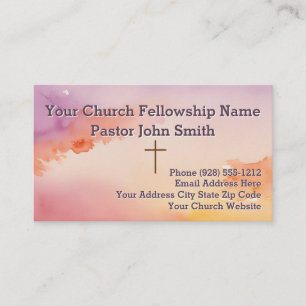 Christian Abstract Watercolor Cross Church  Business Card
