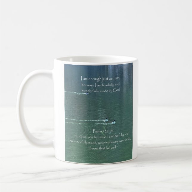 Christian Affirmation Quote & Corresponding Bible  Coffee Mug (Left)