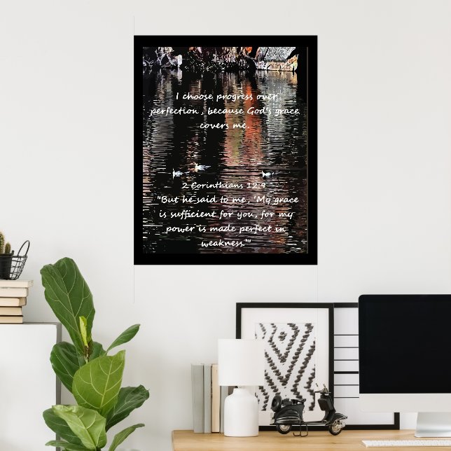 Christian Affirmation Quote & Corresponding Bible  Poster (Home Office)