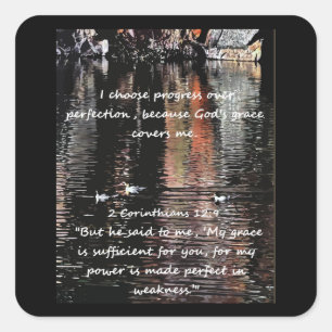 Christian Affirmation Quote & Corresponding Bible  Square Sticker