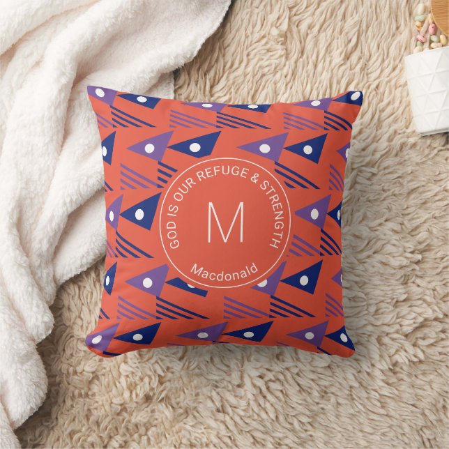 Christian African Ethnic Geometric Monogram Cushion (Blanket)