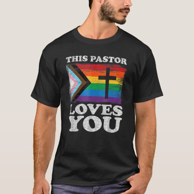 Christian Ally Inclusive Pride Clergy This Pastor  T-Shirt (Front)