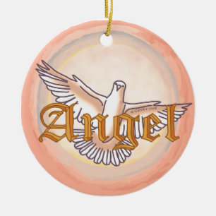 Christian angel dove ceramic tree decoration