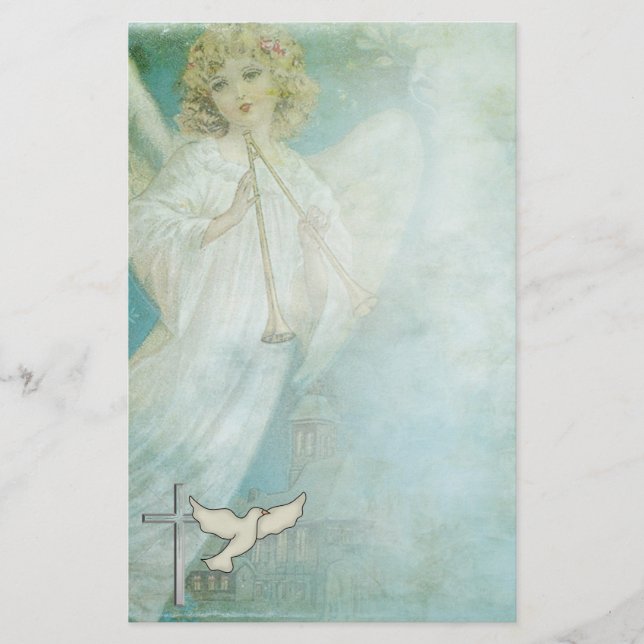 Christian Angel Dove Stationary Stationery (Front)