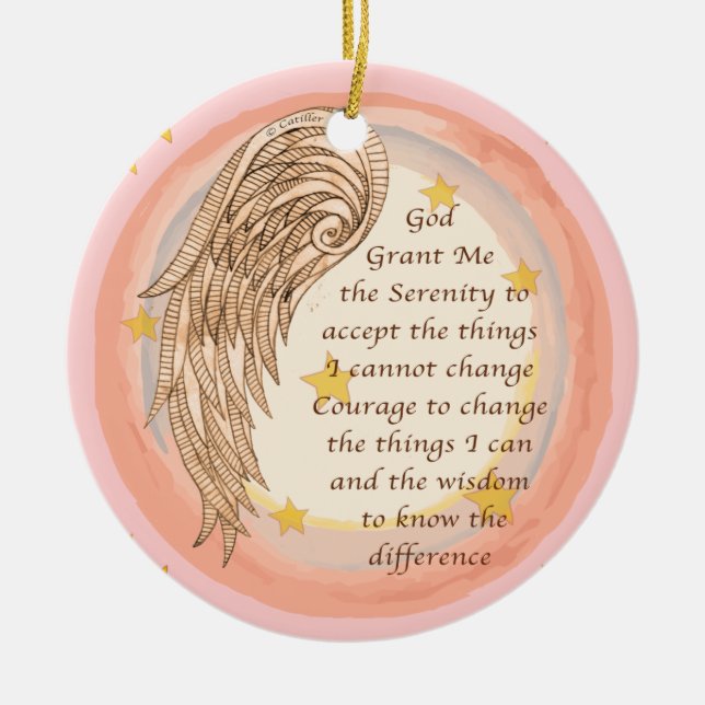 Christian Angel Serenity Prayer Ceramic Tree Decoration (Front)