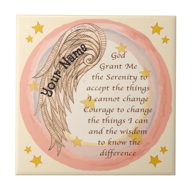 Christian Angel Serenity Prayer Tile (Front)