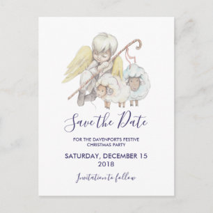 Christian Angel Shepherd with Sheep Save the Date Postcard
