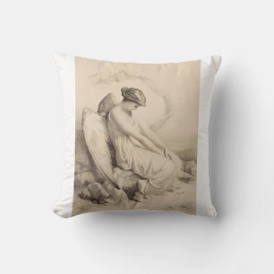 Christian angel sitting on a stone cushion