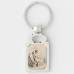 Christian angel sitting on a stone key ring
