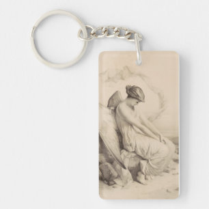 Christian angel sitting on a stone key ring