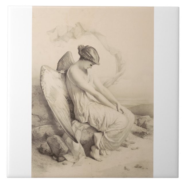 Christian angel sitting on a stone tile (Front)