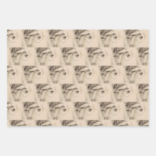 Christian angel sitting on a stone wrapping paper sheet