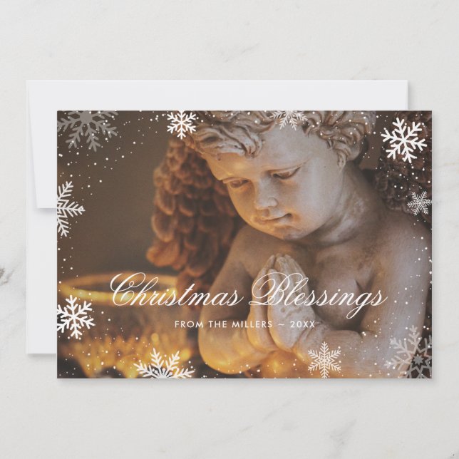 Christian Angel Snowflake Christmas Holiday Card (Front)
