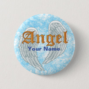 Christian Angel Wings  6 Cm Round Badge