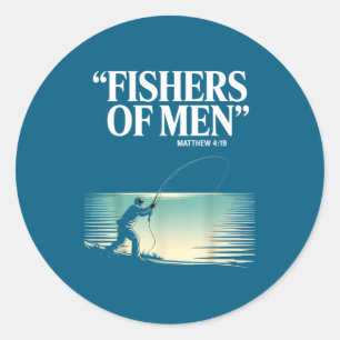 Christian Angler Fishers Of Men Matthew 4 19 Verse Classic Round Sticker