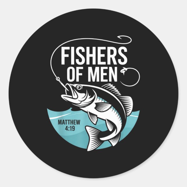 Christian Angler Fishers Of Men Matthew 4 19 Verse Classic Round Sticker (Front)