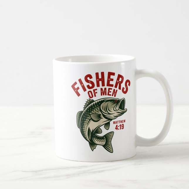 Christian Angler Fishers Of Men Matthew 4 19 Verse Coffee Mug (Right)
