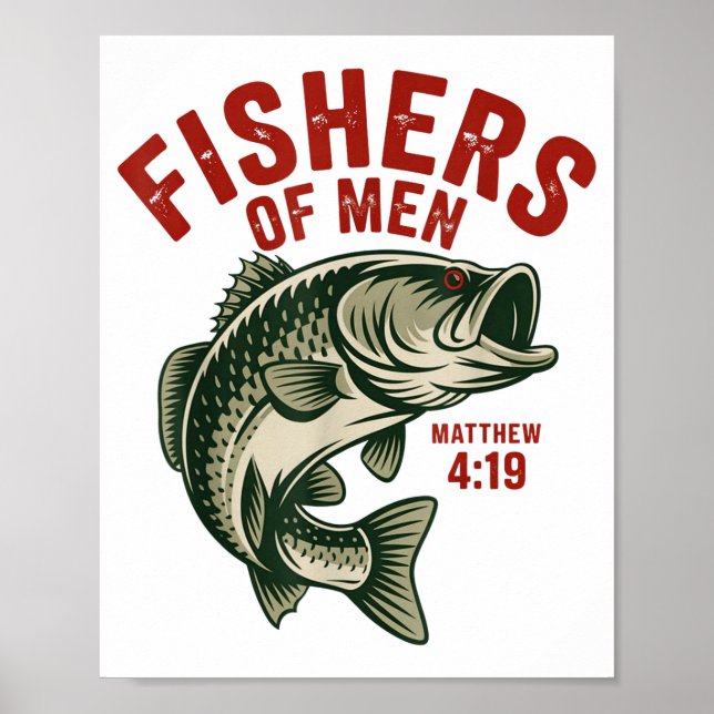 Christian Angler Fishers Of Men Matthew 4 19 Verse Poster (Front)